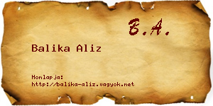 Balika Aliz névjegykártya